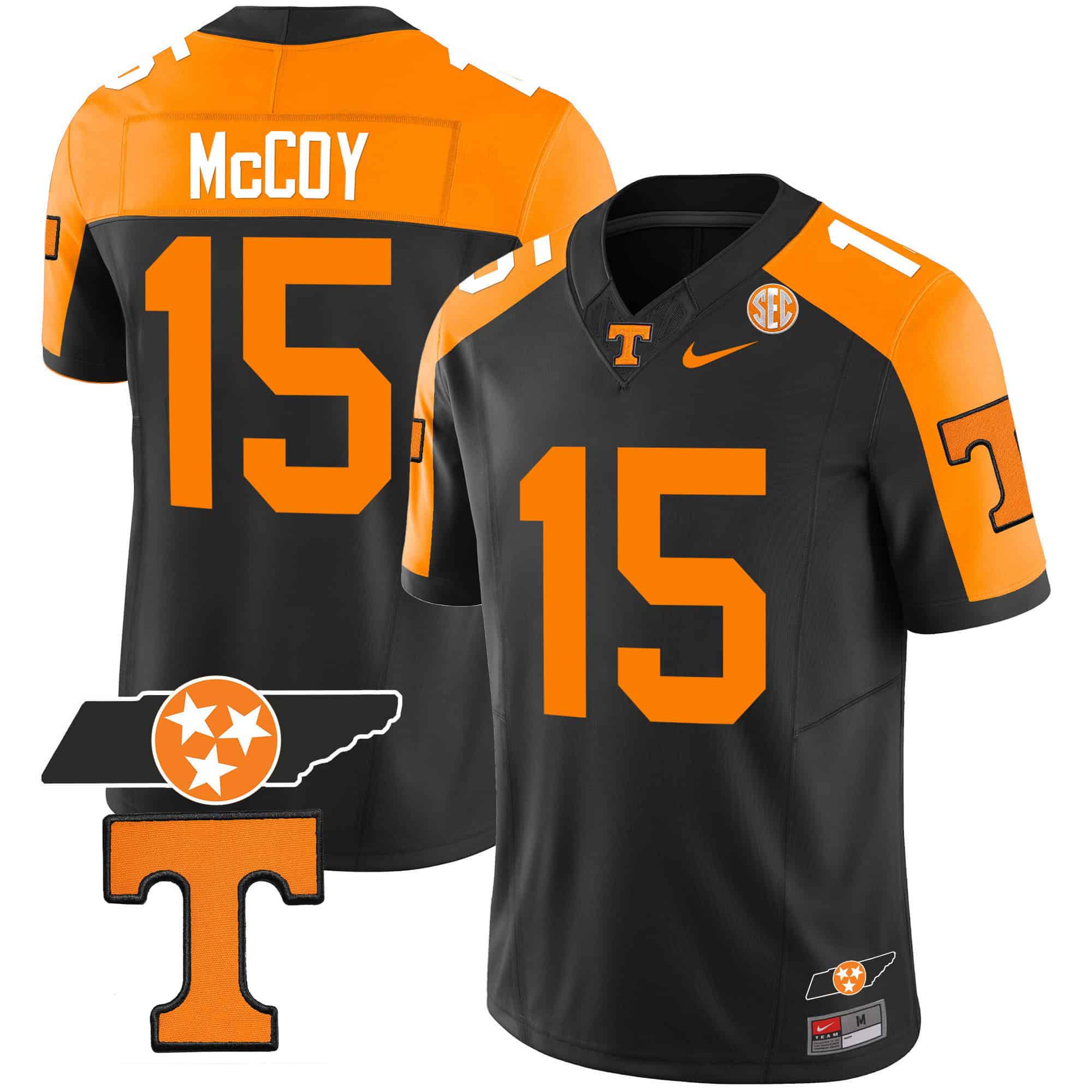 Men Tennessee Volunteers #15 Mccoy Black 2024 Nike Checkerboard & Alternate NCAA Jersey style 2->indianapolis colts->NFL Jersey